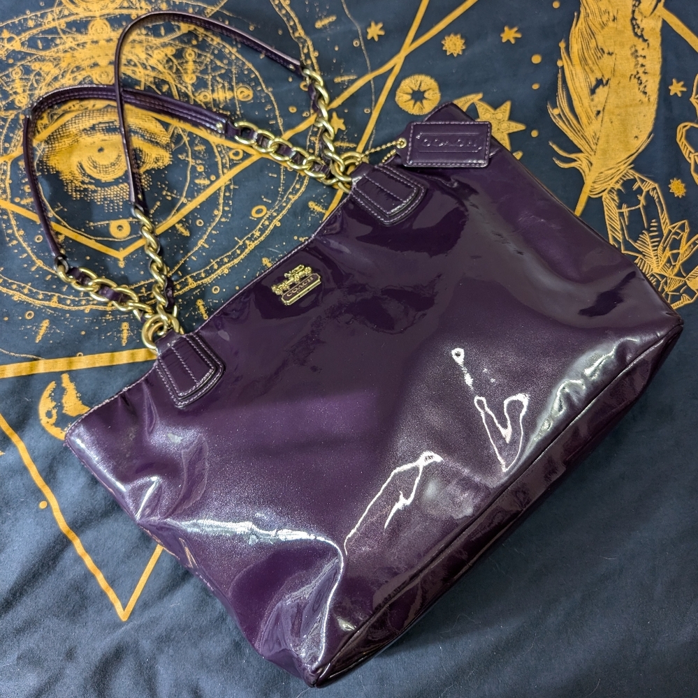 Coach Madison Aubergine Patent Leather Tote  20484